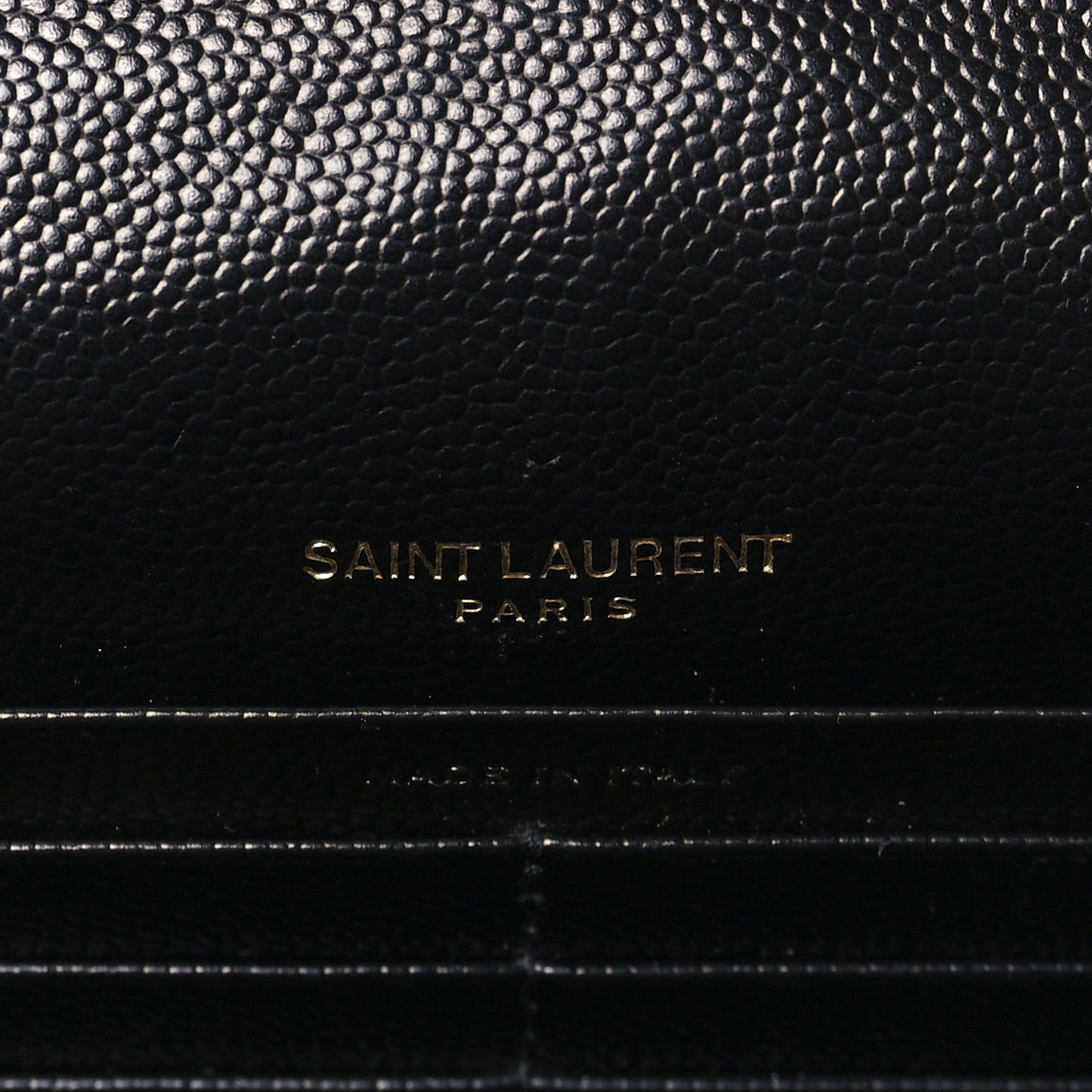 Grain De Poudre Matelasse Chevron Monogram Envelope Chain Wallet Black
