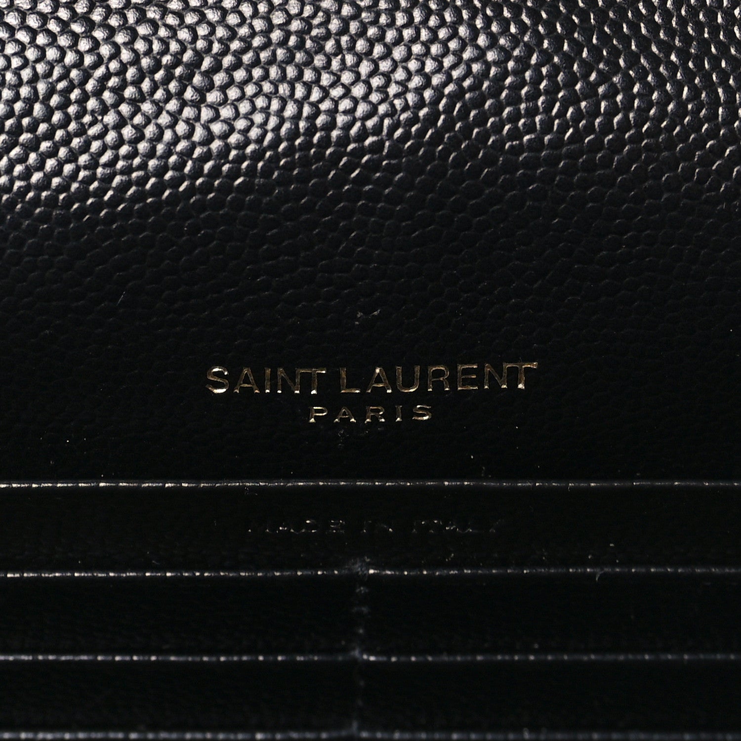 Saint Laurent Grain De Poudre Matelasse Chevron Monogram Envelope Chain Wallet Black 6 of 9