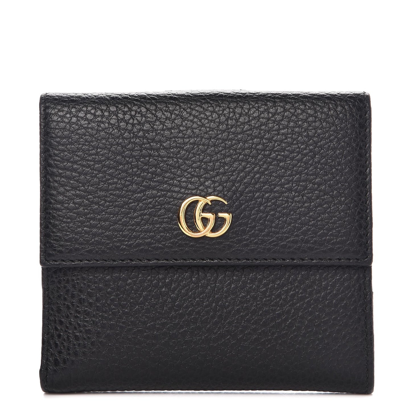 Dollar Calfskin Double G French Flap Wallet Black