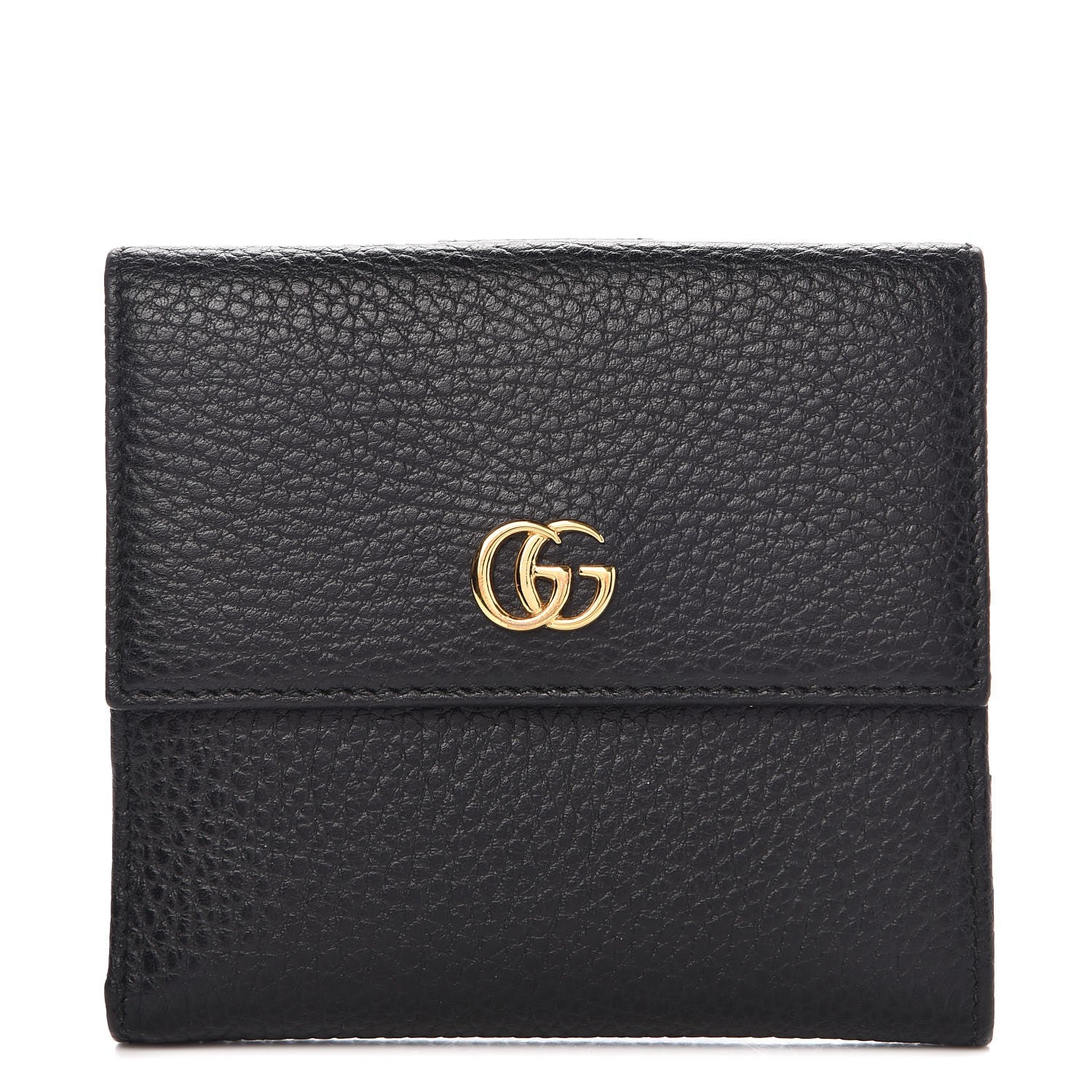 Gucci Dollar Calfskin Double G French Flap Wallet Black 1 of 8