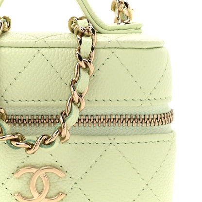 Chanel Caviar Quilted Small Handle With Care Vanity Case With Chain Light Green 14 of 19