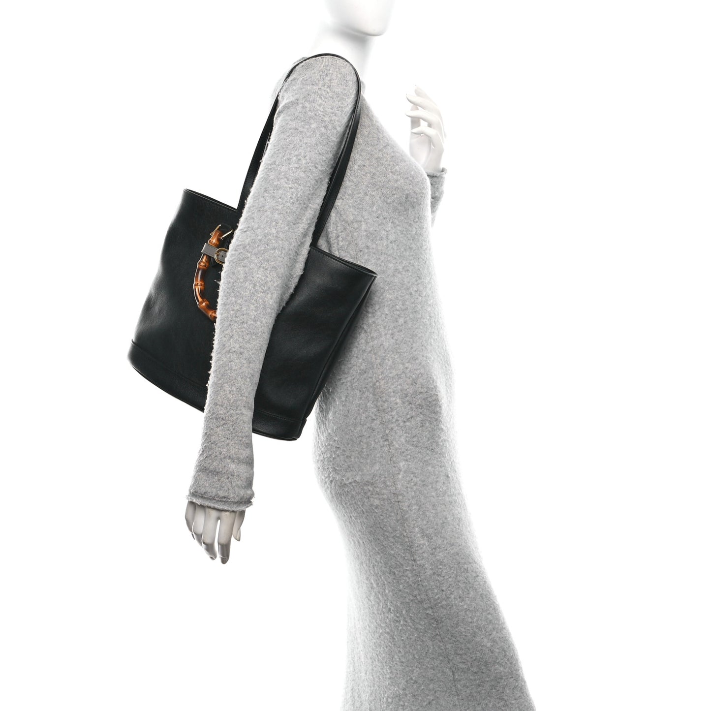Calfskin Small Diana Round Tote Bag  Black Grey
