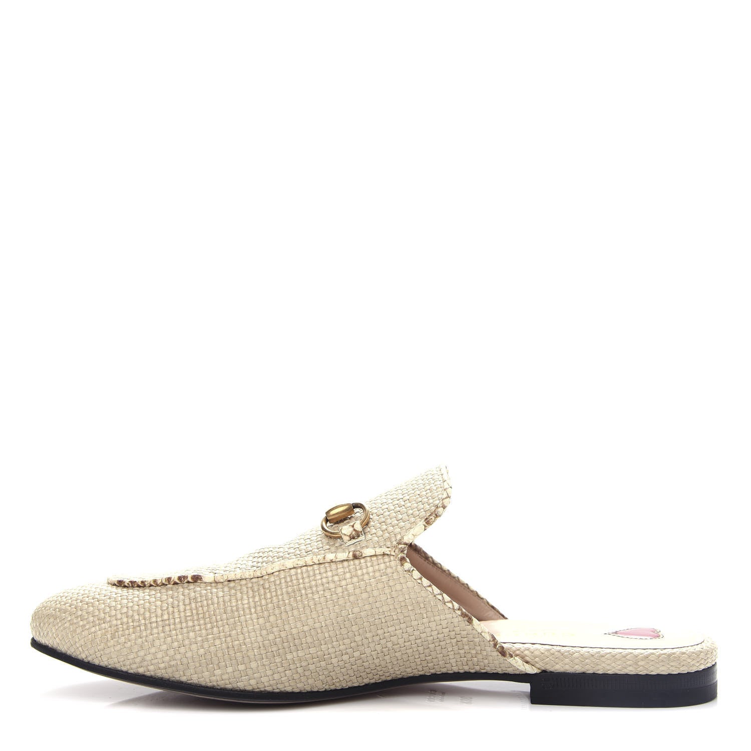 Gucci Straw Elaphe Womens Princetown Slippers 38.5 Natural Cream Brown 1 of 11