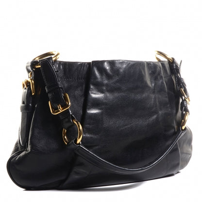Prada Soft Calf Pleated Hobo Nero Black 3 of 11