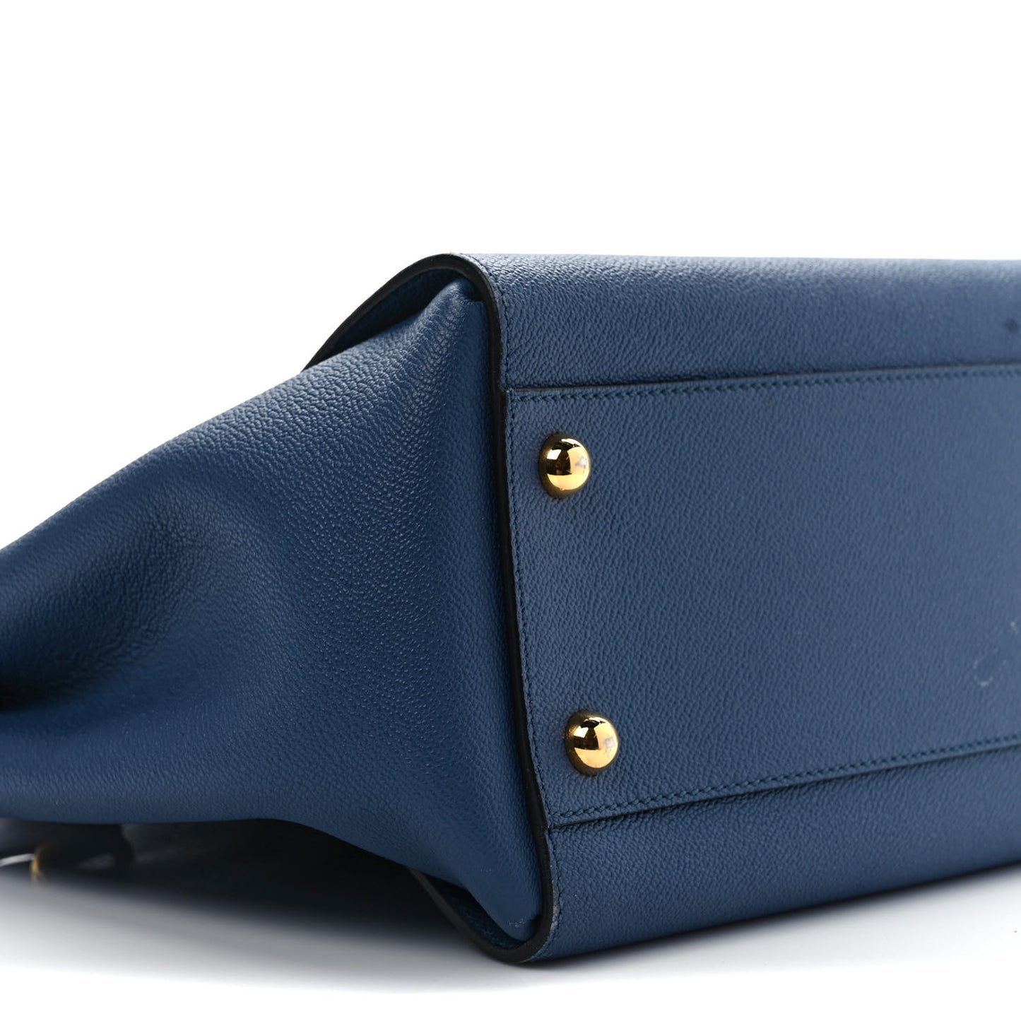 Soft Grain Calfskin Buckle Tote Steel Blue