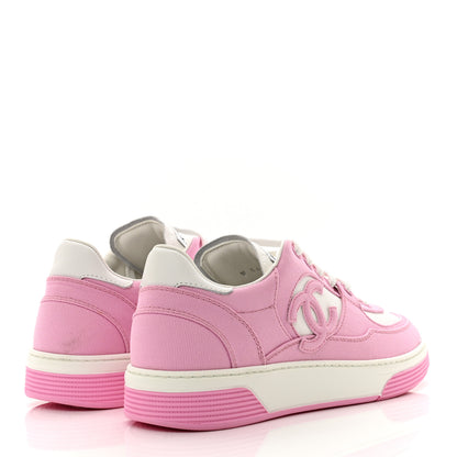 Chanel Cotton Sneakers 38.5 Pink White 4 of 9