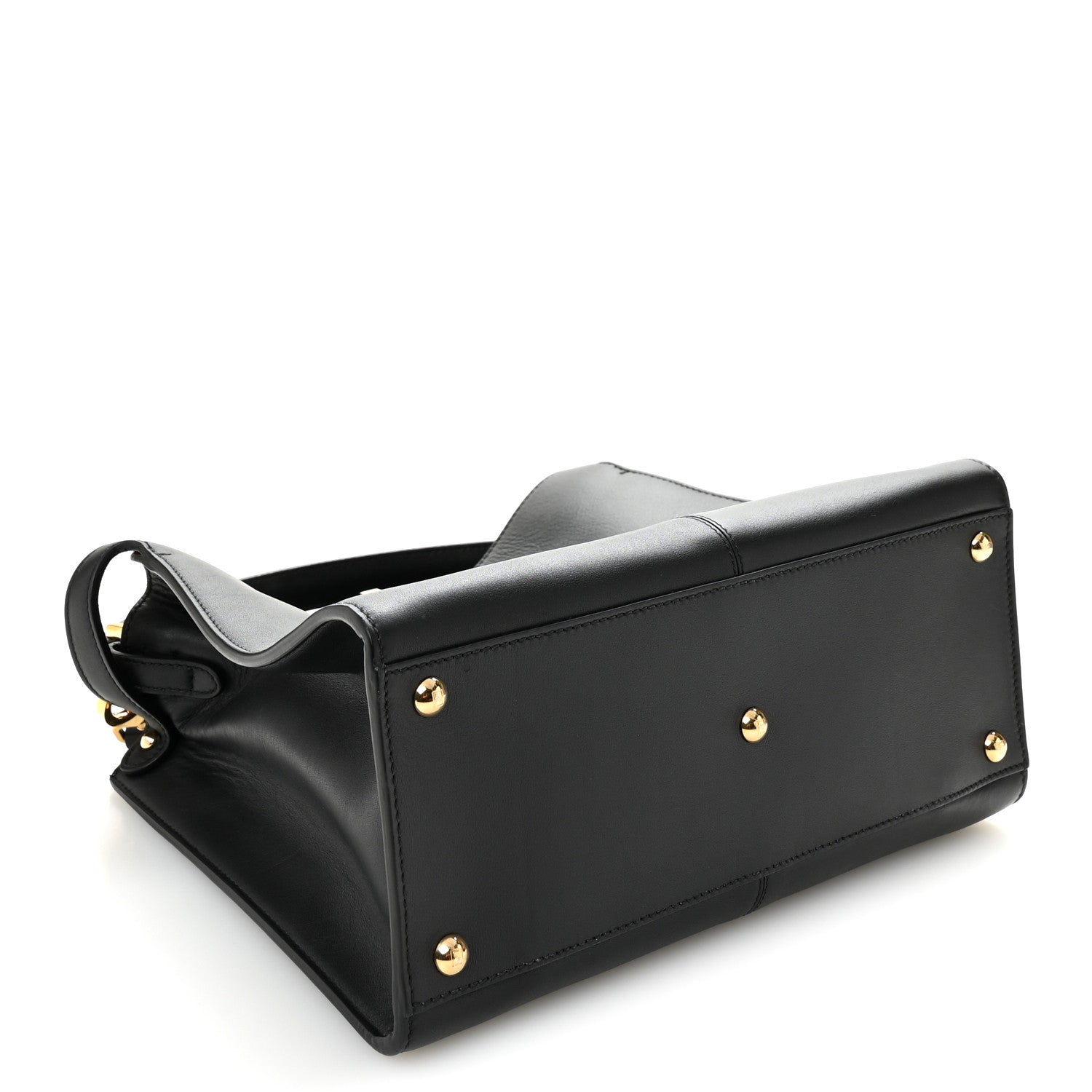 Fendi Vitello Seta Glazed Fabric FF 1974 Medium Peekaboo X-Lite Black Mogano Panna 4 of 10