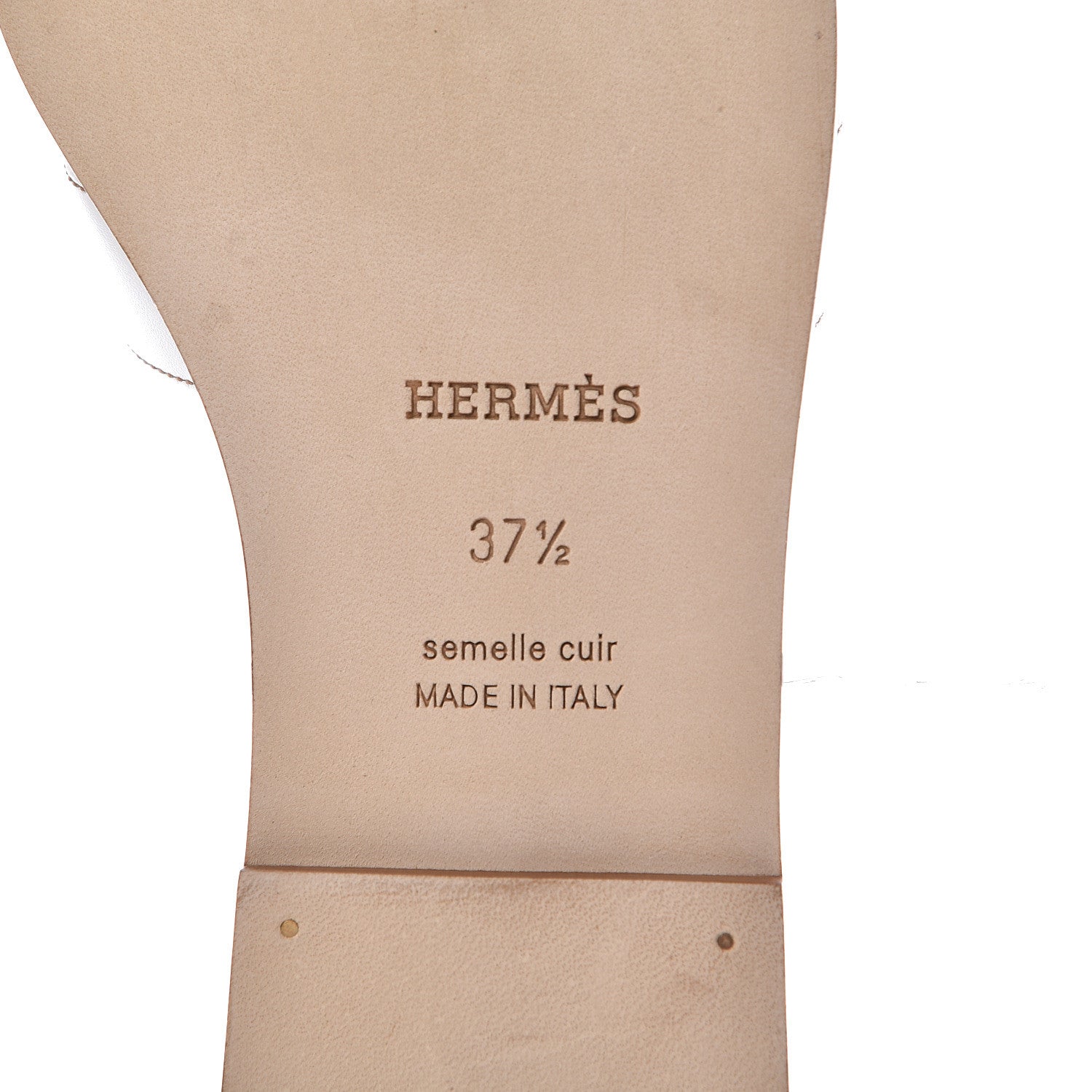 Hermes Box Calfskin Oran Sandals 37.5 White 6 of 9
