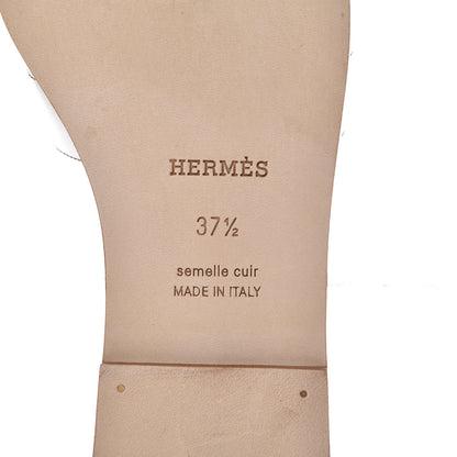 Hermes Box Calfskin Oran Sandals 37.5 White 6 of 9