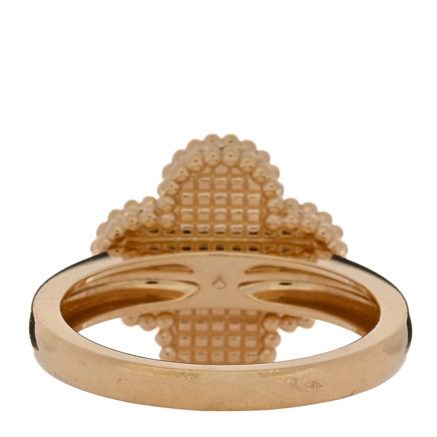 18K Yellow Gold Guilloche Vintage Alhambra Ring 56 7.75