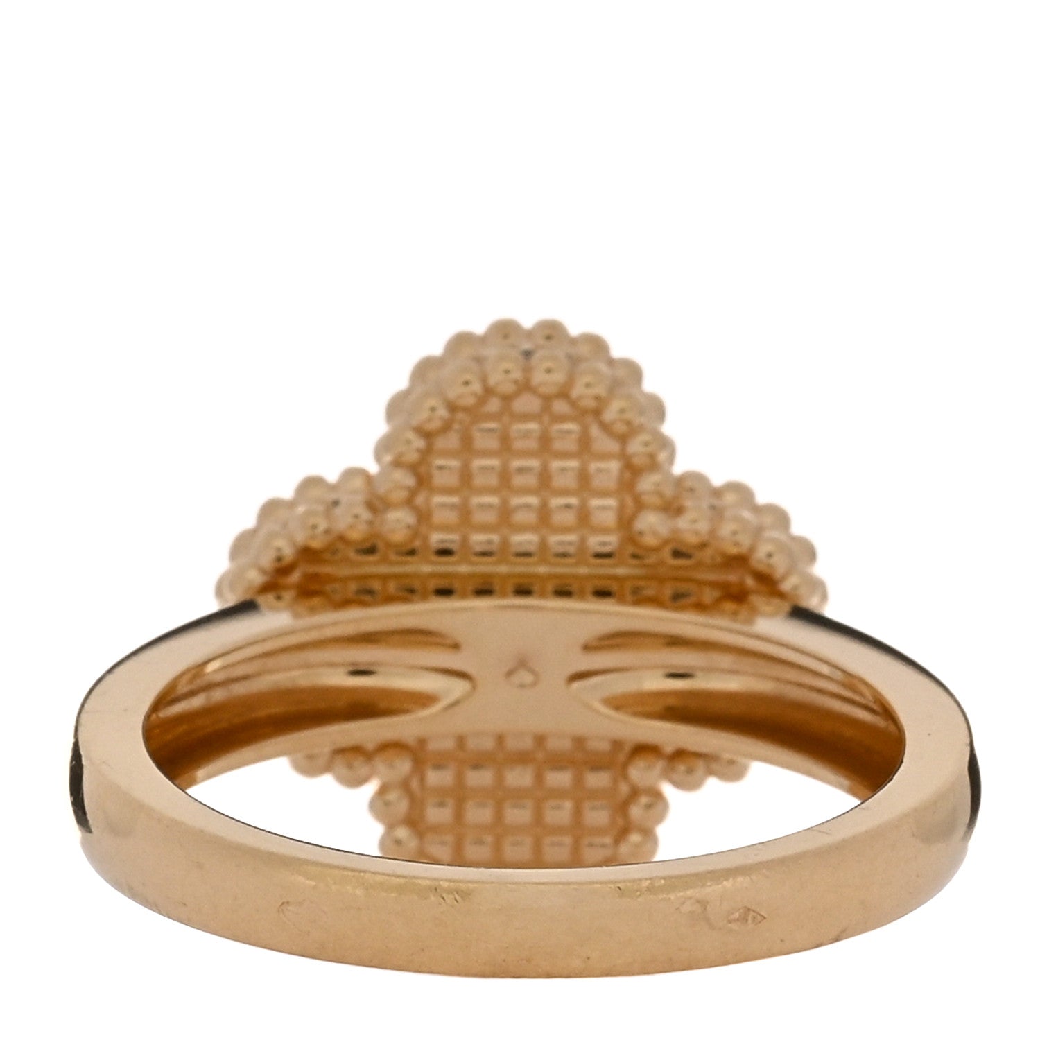 Van Cleef & Arpels 18K Yellow Gold Guilloche Vintage Alhambra Ring 56 7.75 4 of 5