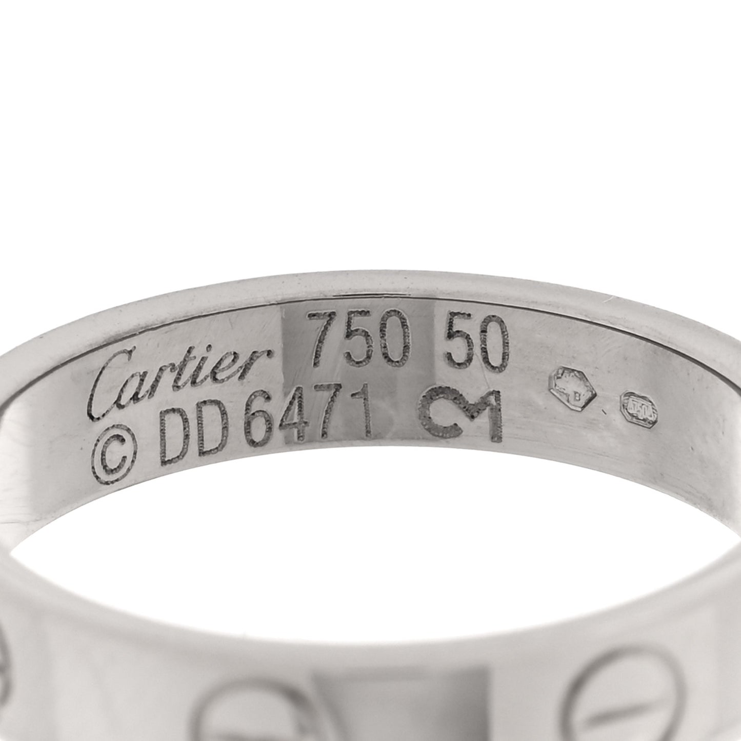 18K White Gold 3.5mm LOVE Wedding Band Ring 50 5.25