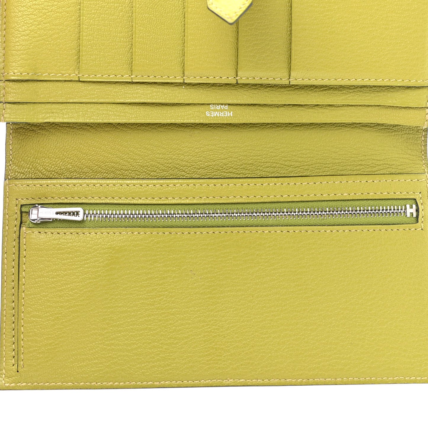 Ostrich Bearn Gusset Wallet Vert Anis