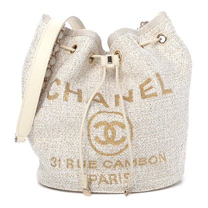 Chanel Lurex Boucle Deauville Drawstring Bag Ivory 1 of 4
