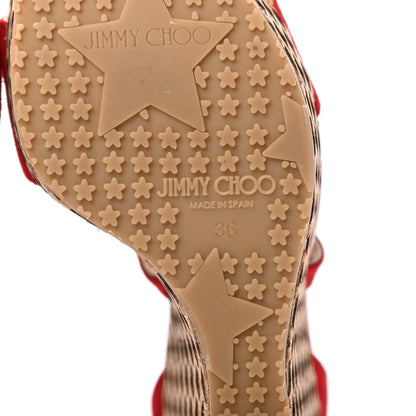Jimmy Choo Suede Cork Portia 120 Wedge Sandals 36 Red 9 of 9