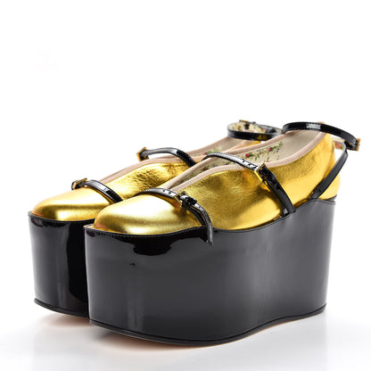 Gucci Metallic Nappa Patent Hannelore Detachable Platform Sandals 36 Gold 3 of 16