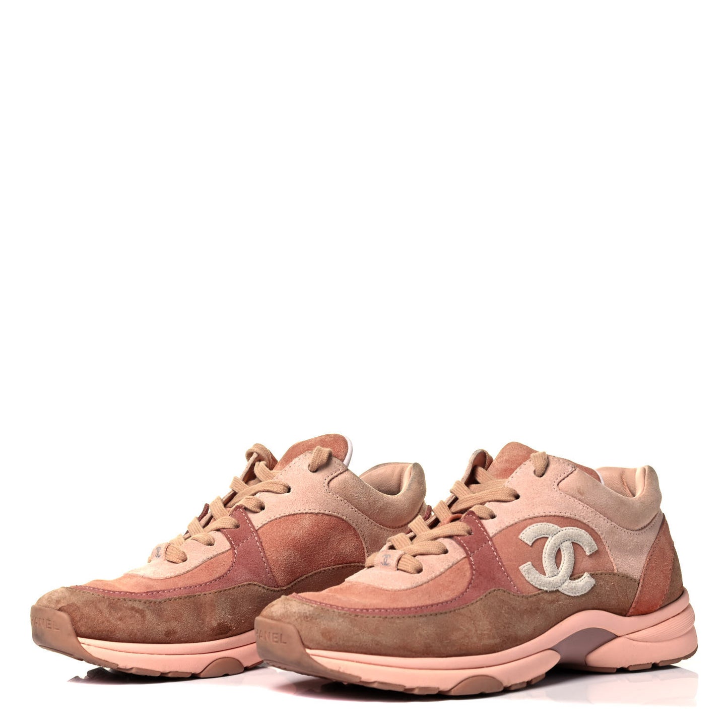Nylon Lambskin Suede Calfskin CC Sneakers 39 Pink