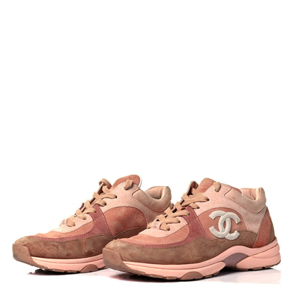 Chanel Nylon Lambskin Suede Calfskin CC Sneakers 39 Pink 2 of 7