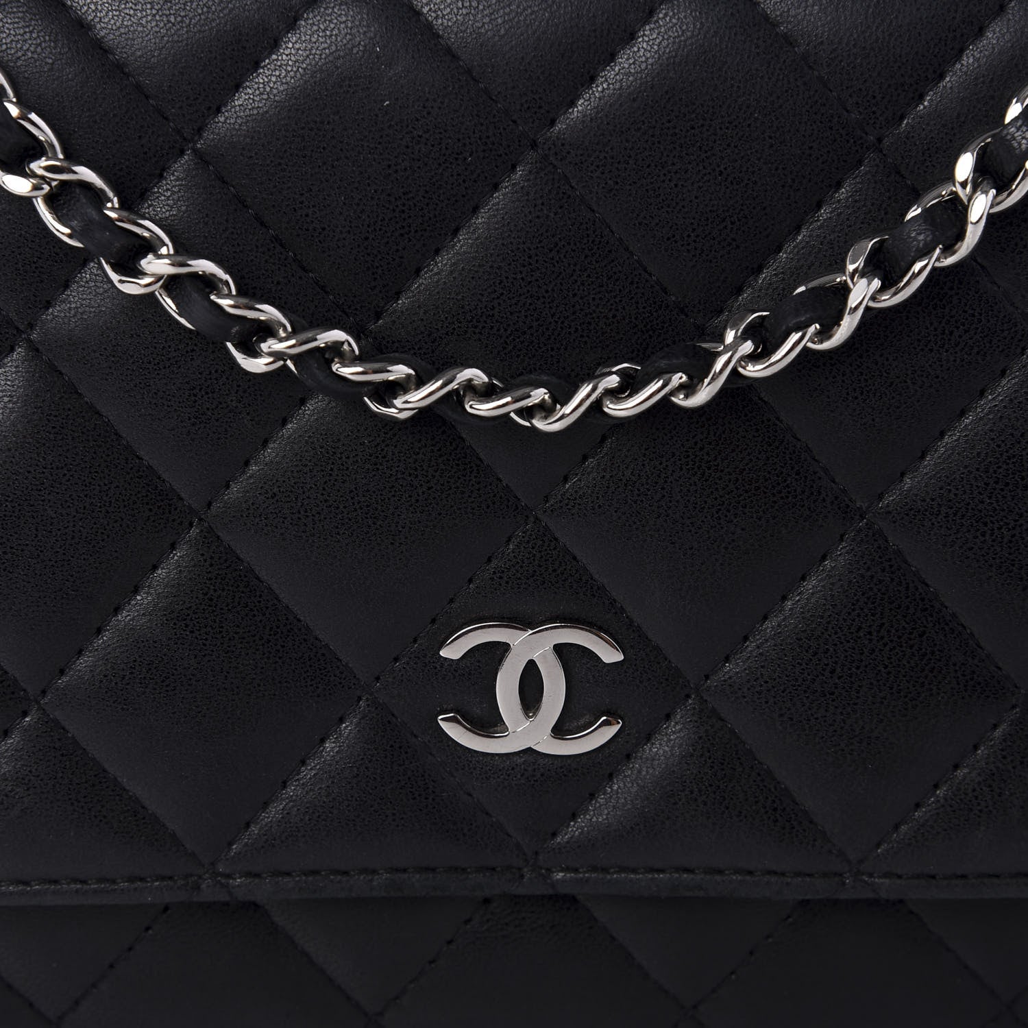 Chanel Lambskin Quilted Wallet On Chain WOC Black 10 of 11