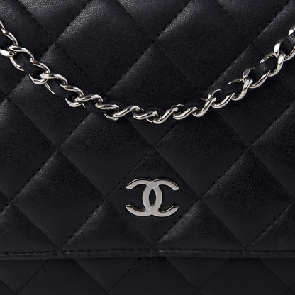 Chanel Lambskin Quilted Wallet On Chain WOC Black 10 of 11