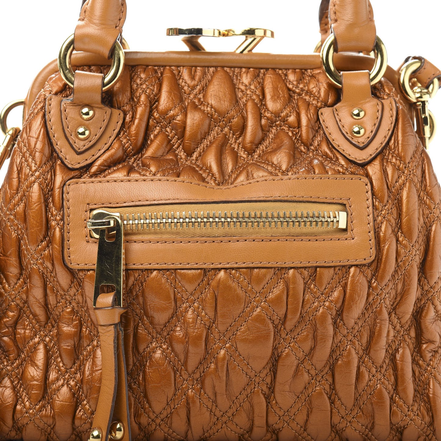 Metallic Calfskin Quilted Elastic The Kid Stam Dark Orange