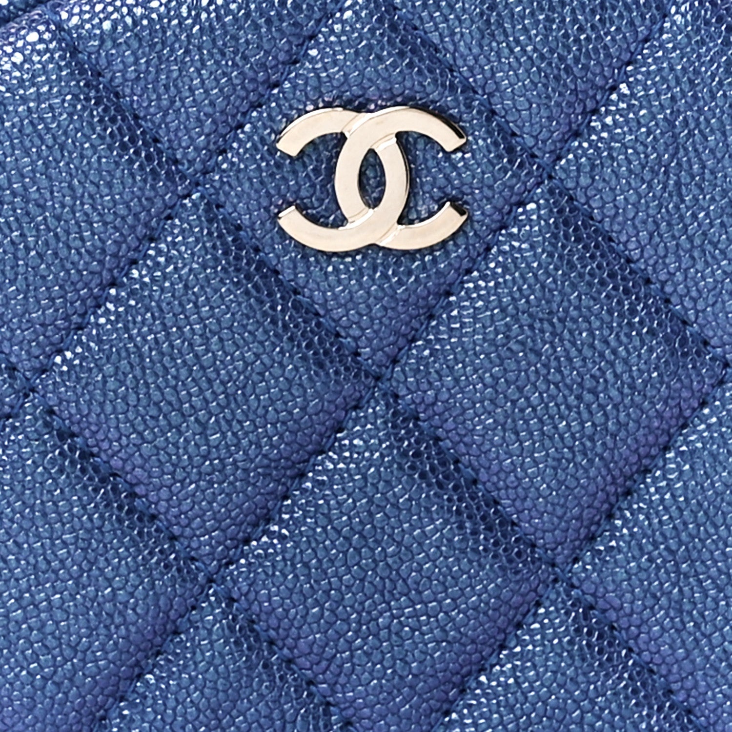 Chanel Iridescent Caviar Quilted Zip Around Classic Coin Purse Blue 8 of 11