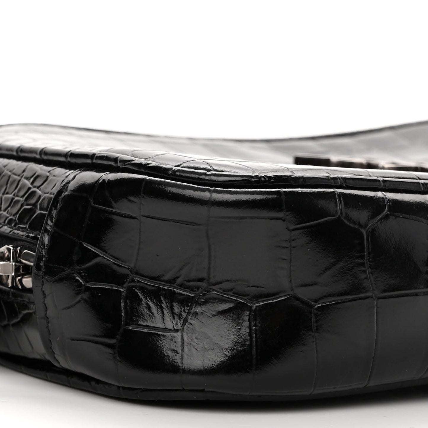 Calfskin Crocodile Embossed Monogram Mini Lou Camera Bag Black