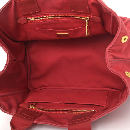 Prada Canapa Logo Shopping Tote Rosso 4 of 11