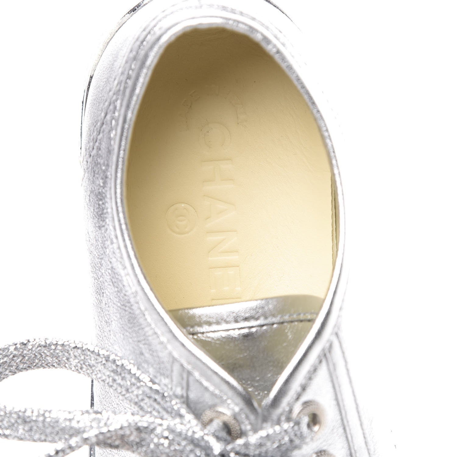 Chanel Laminated Lambskin Sneakers 39 Silver 7 of 10