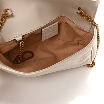 Gucci Calfskin Matelasse Super Mini GG Marmont Shoulder Bag White 5 of 10