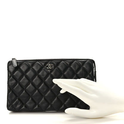 Chanel Lambskin Quilted Large Zipped Clutch Black 2 of 12