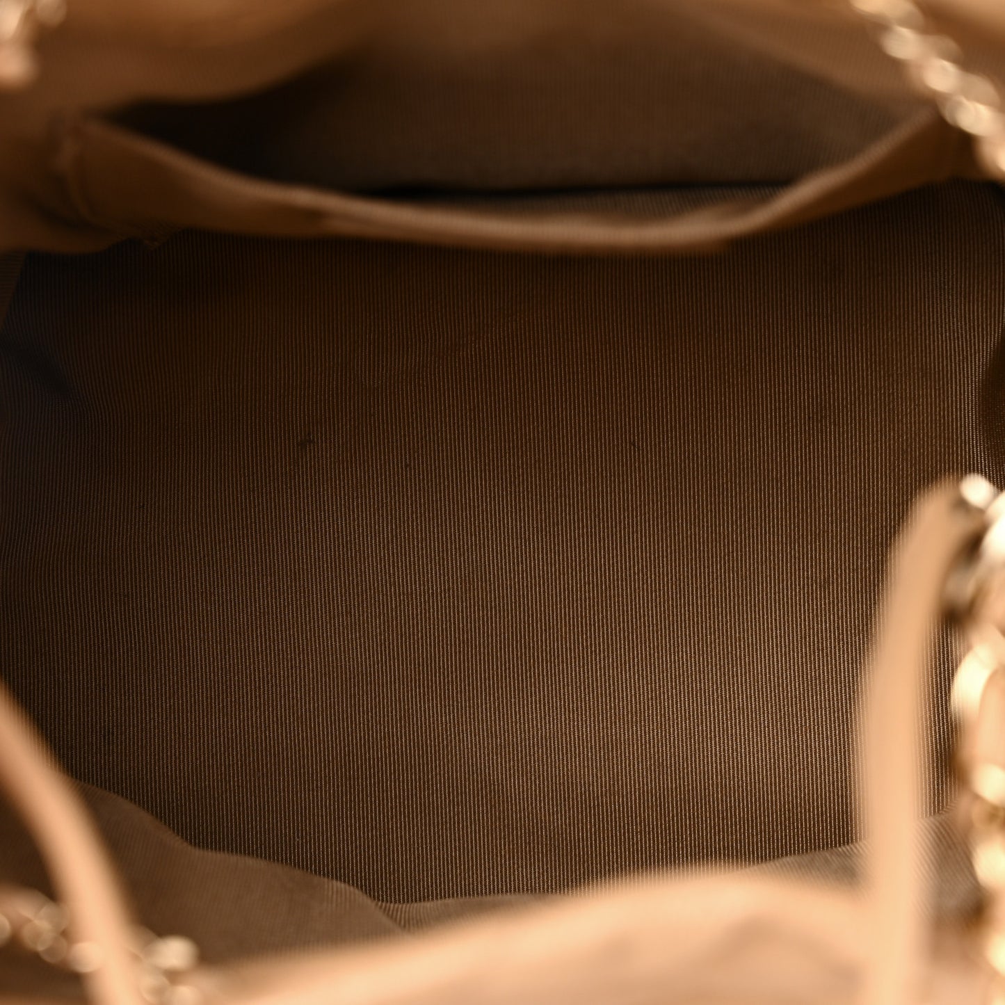 Caviar Quilted Rolled Up Bucket Drawstring Bag Beige