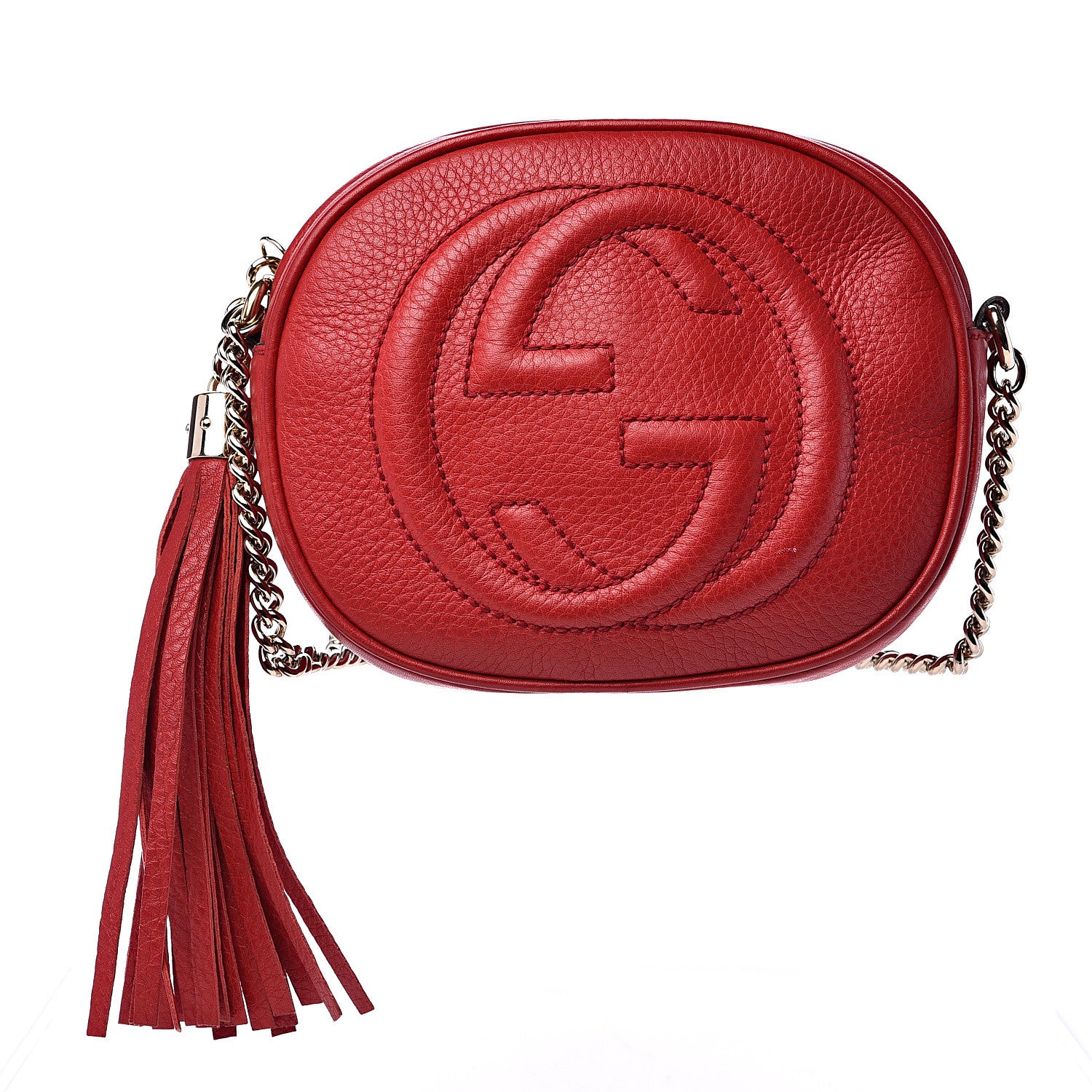 Gucci Pebbled Calfskin Mini Soho Chain Bag Tabasco Red 1 of 13