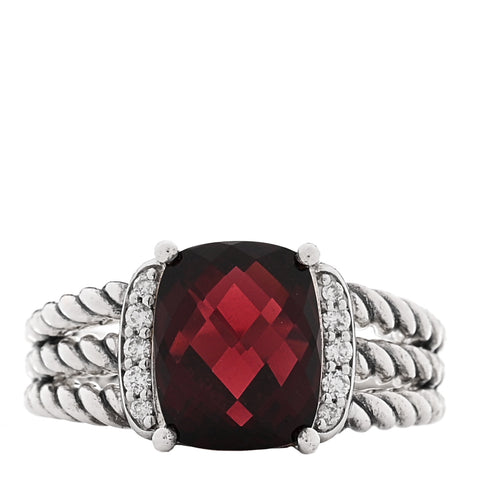 Sterling Silver Diamond Garnet 10mm Petite Wheaton Ring 54 6.75