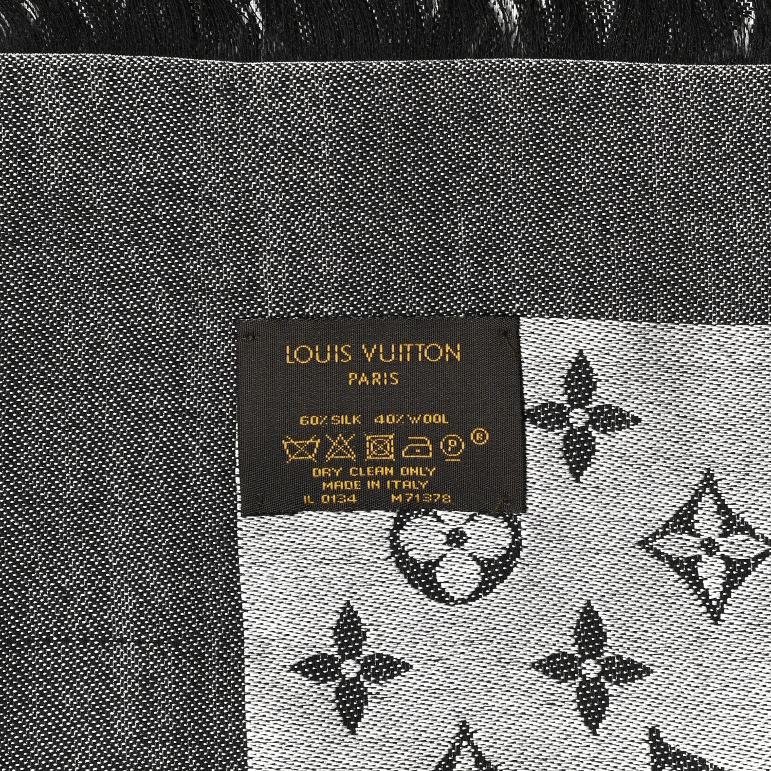 Louis Vuitton Silk Wool Monogram Denim Shawl Black 3 of 3