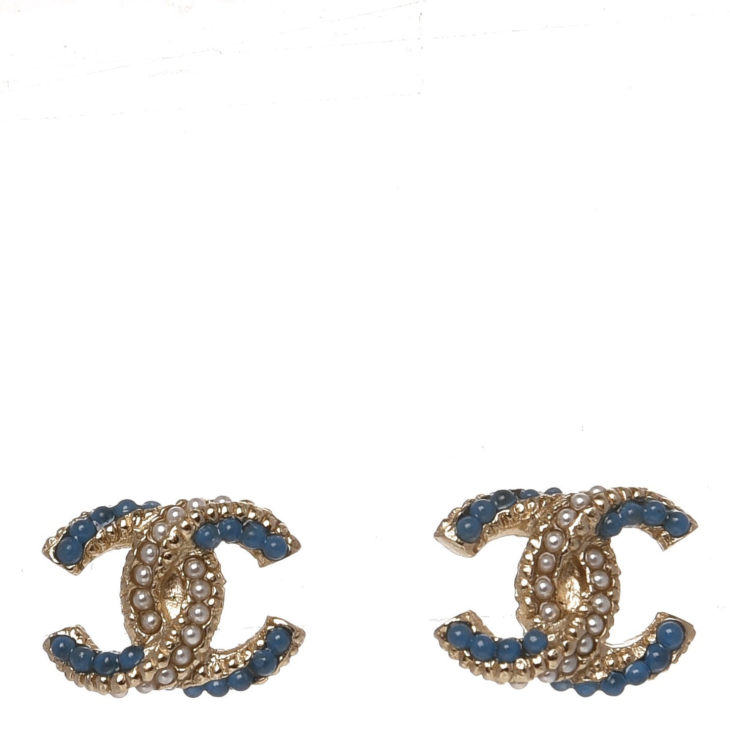 Pearl CC Earrings Gold Blue