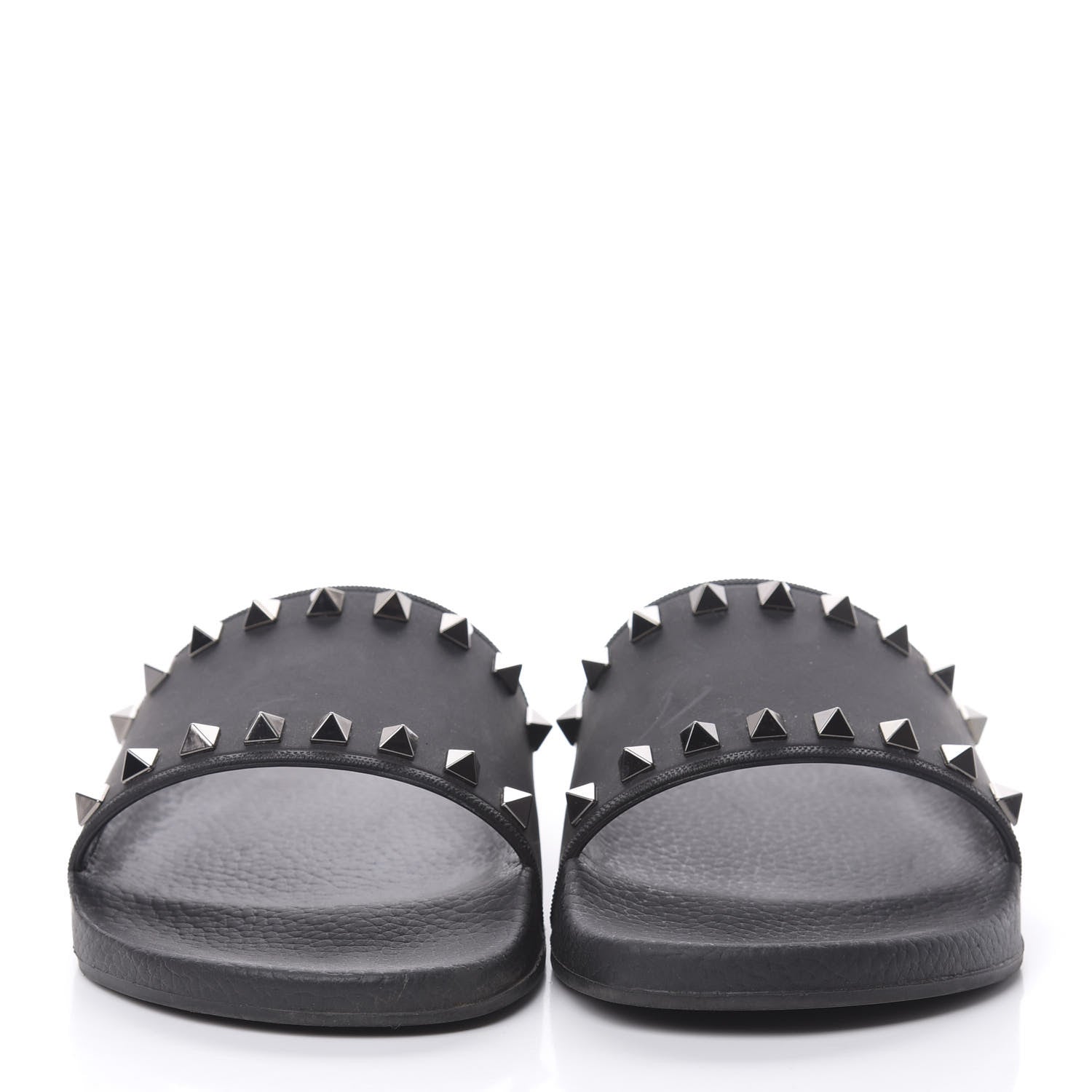 Valentino Garavani Rubber Rockstud Slide Sandals 38 Black 2 of 9
