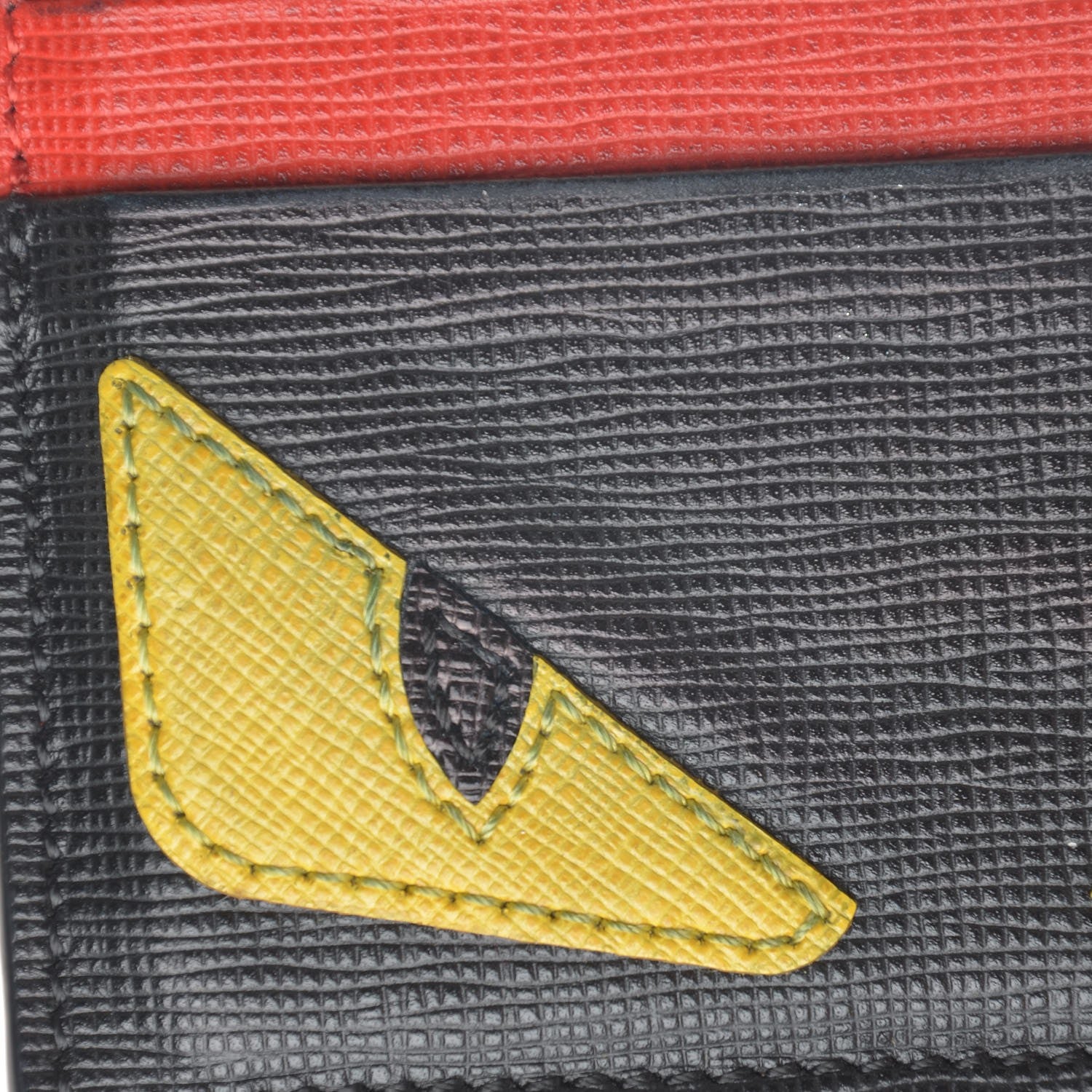 Fendi Vitello Elite Monster Eyes Card Holder Black Yellow Red 12 of 14