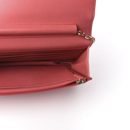 Chanel Goatskin Quilted Diamond CC Wallet On Chain WOC Pink 5 of 12