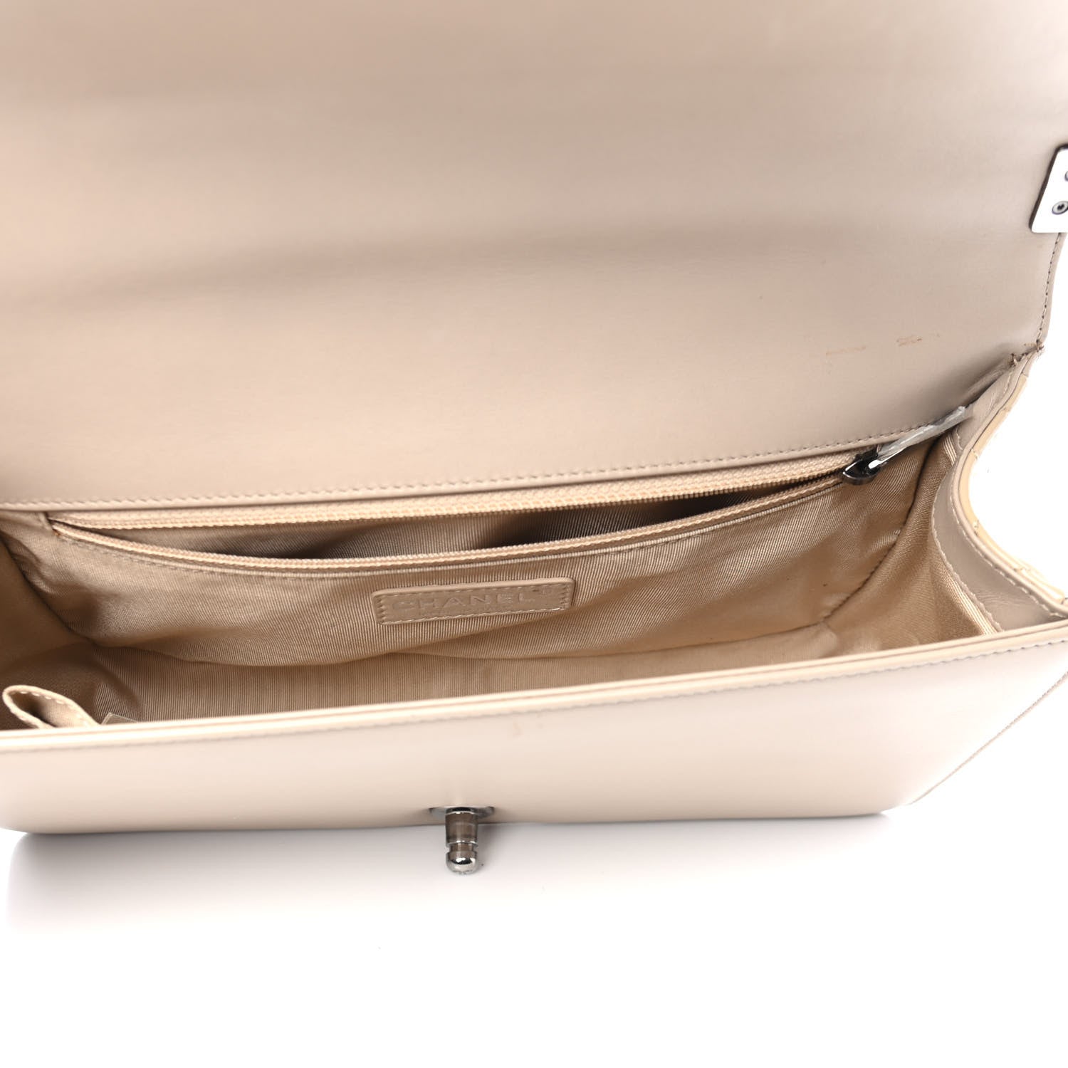 Chanel Patent Chevron Quilted New Medium Boy Flap Light Beige 4 of 6
