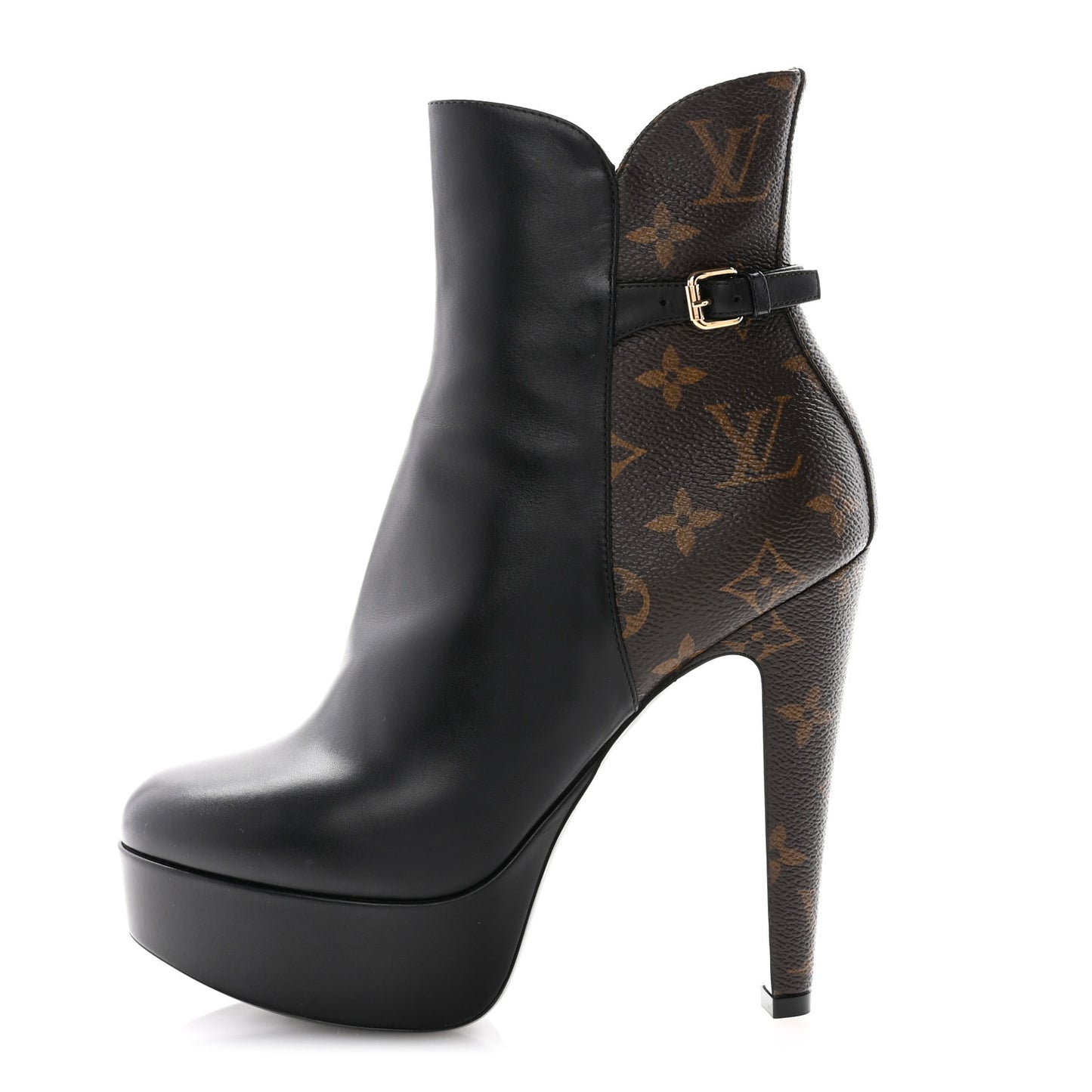 Calfskin Monogram Afterglow Platform Ankle Boots 38 Black