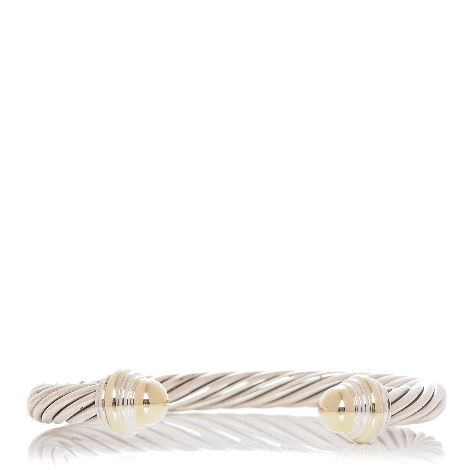 David Yurman Sterling Silver 14K Yellow Gold 7mm Cable Classics Bracelet 1 of 4