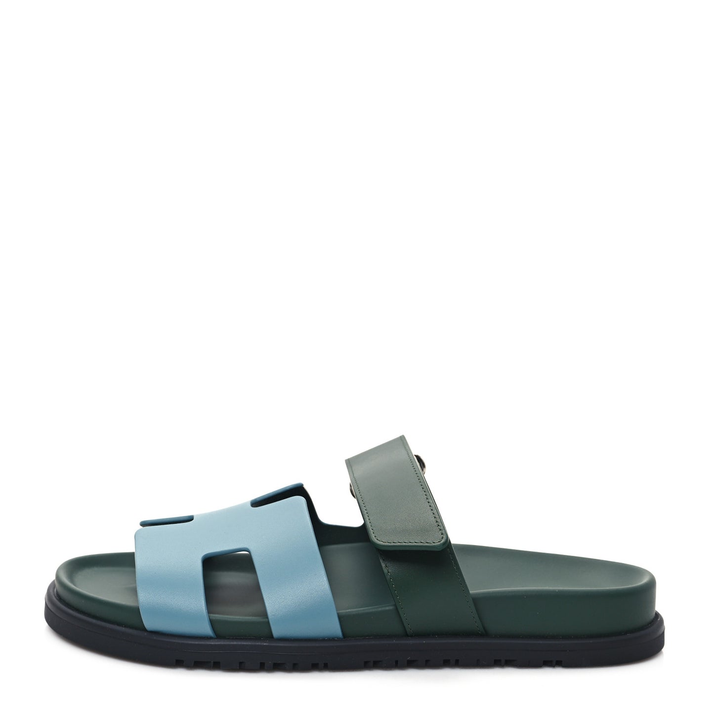 Calfskin Womens Chypre Sandals 38 Bleu Citadin Vert Bouteille