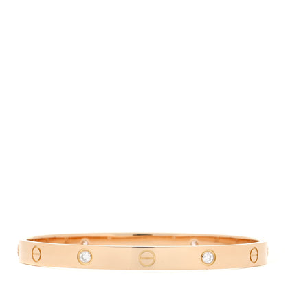 Cartier 18K Yellow Gold 4 Diamond LOVE Bracelet 19 3 of 6