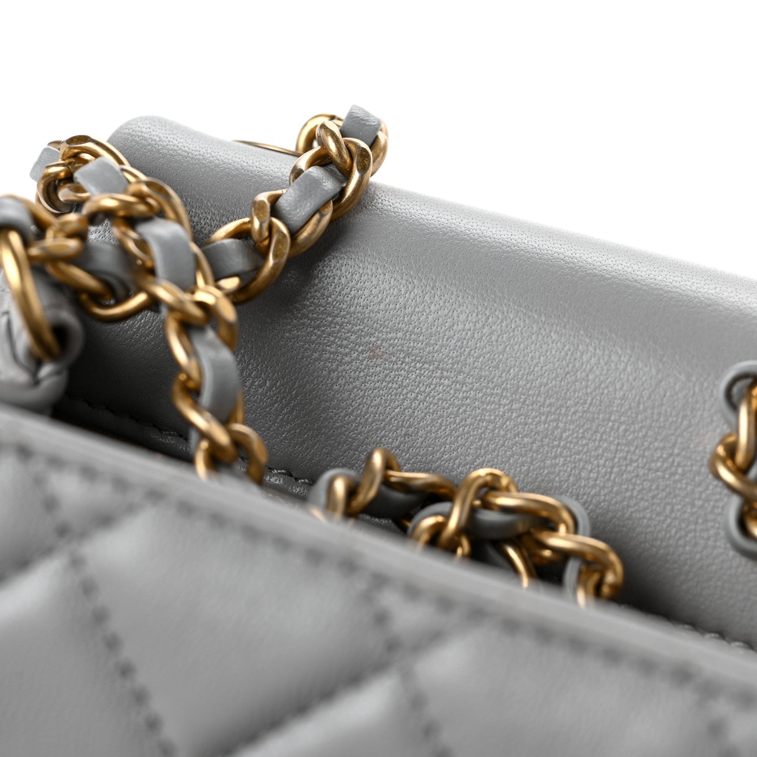 Chanel Lambskin Quilted Mini Pearl Crush Flap Light Grey 10 of 10