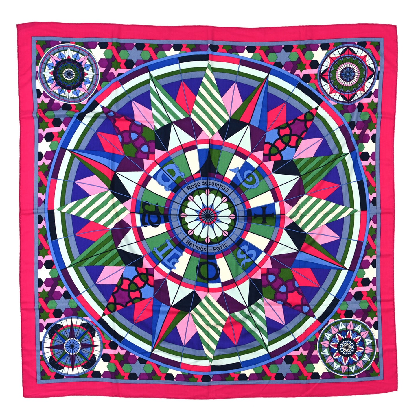 Cashmere Silk Rose de Compas Shawl 140 Fuchsia