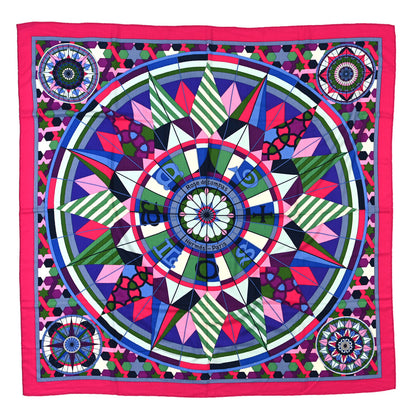 Hermes Cashmere Silk Rose de Compas Shawl 140 Fuchsia 1 of 4