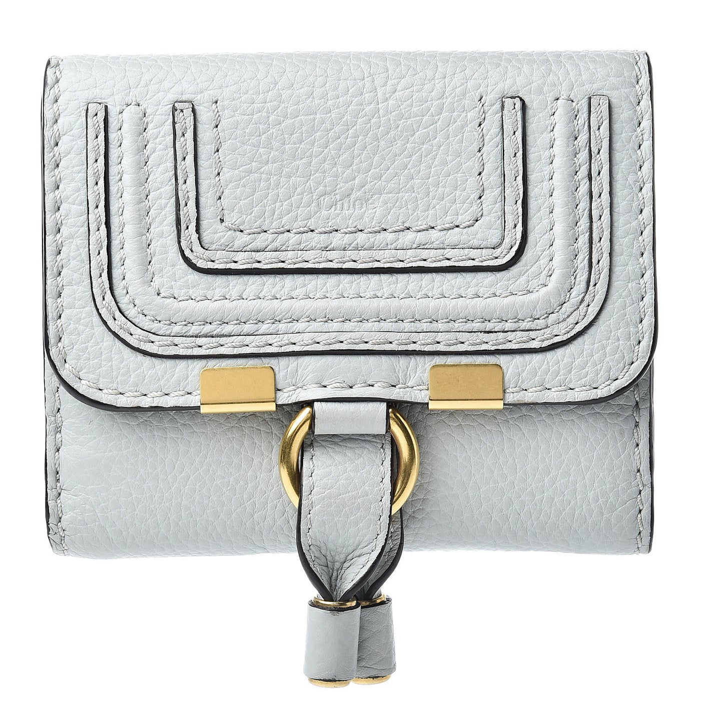 Grained Calfskin Marcie Square Wallet Atoll Blue
