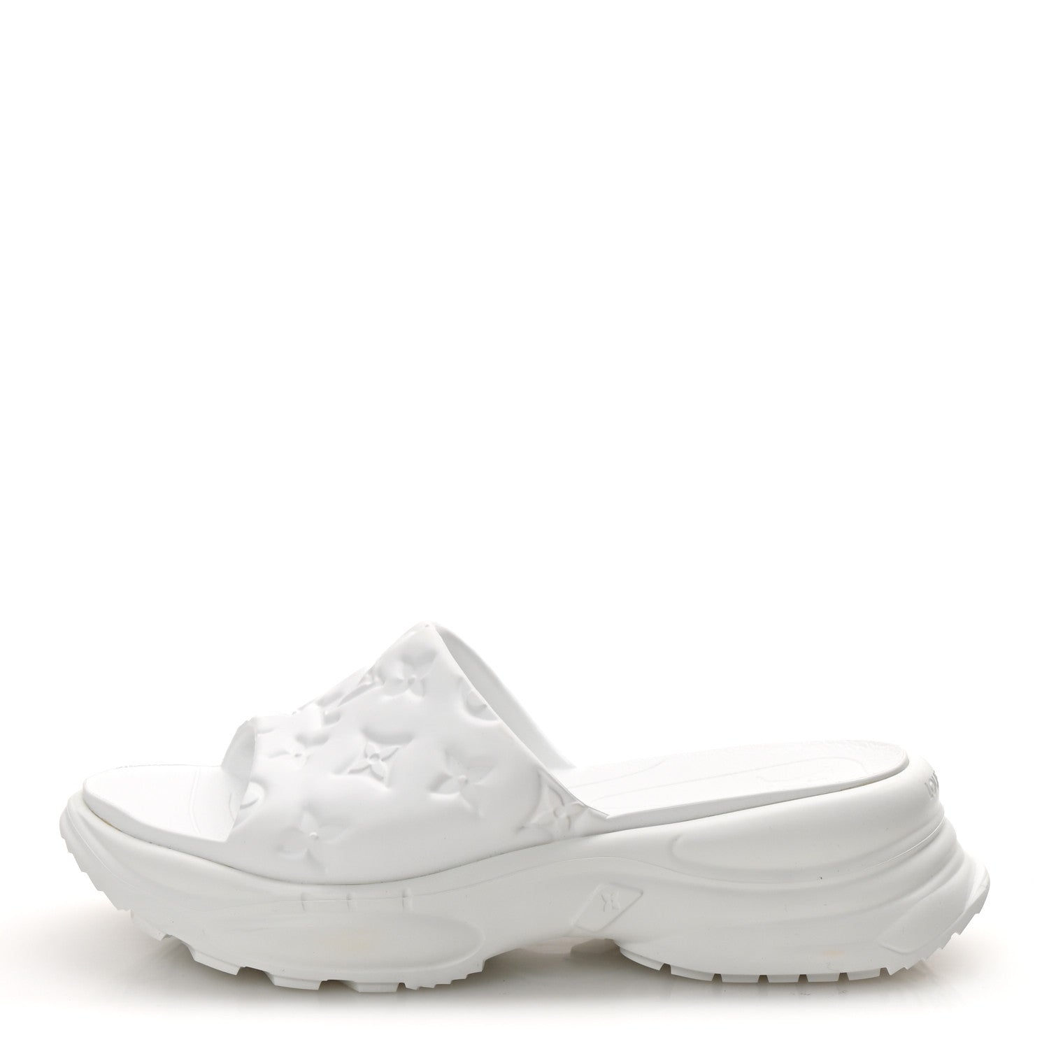 Louis Vuitton Rubber Embossed Monogram Pool 55 Flat Comfort Mule 39 White 1 of 9