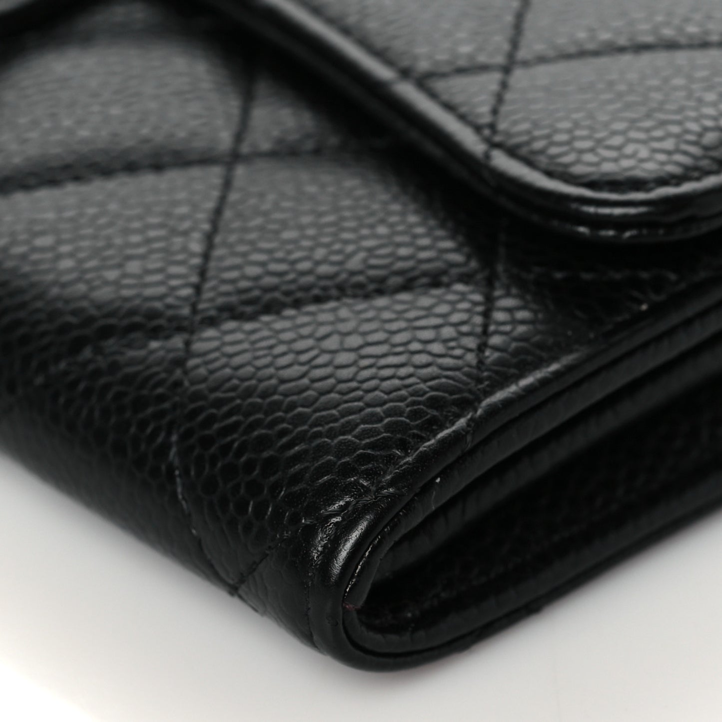 Caviar Quilted Large Gusset Flap Wallet Black